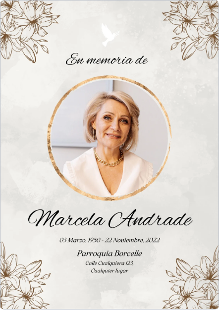 Anverso diseño misa funeral persona fallecida
